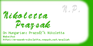 nikoletta prazsak business card
